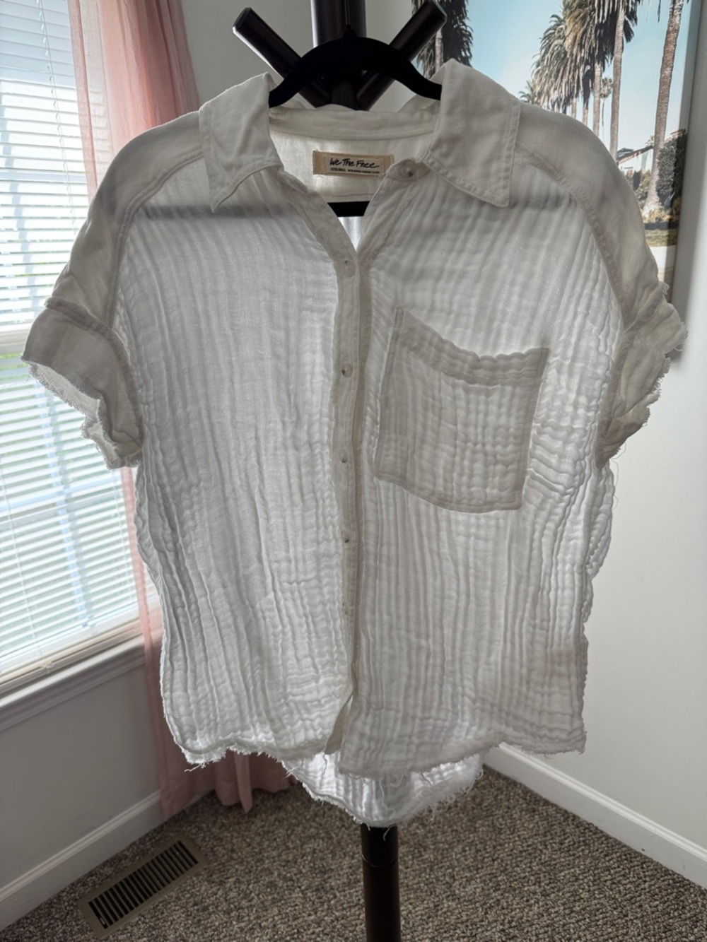 We The Free White Gauze Button-Up Shirt